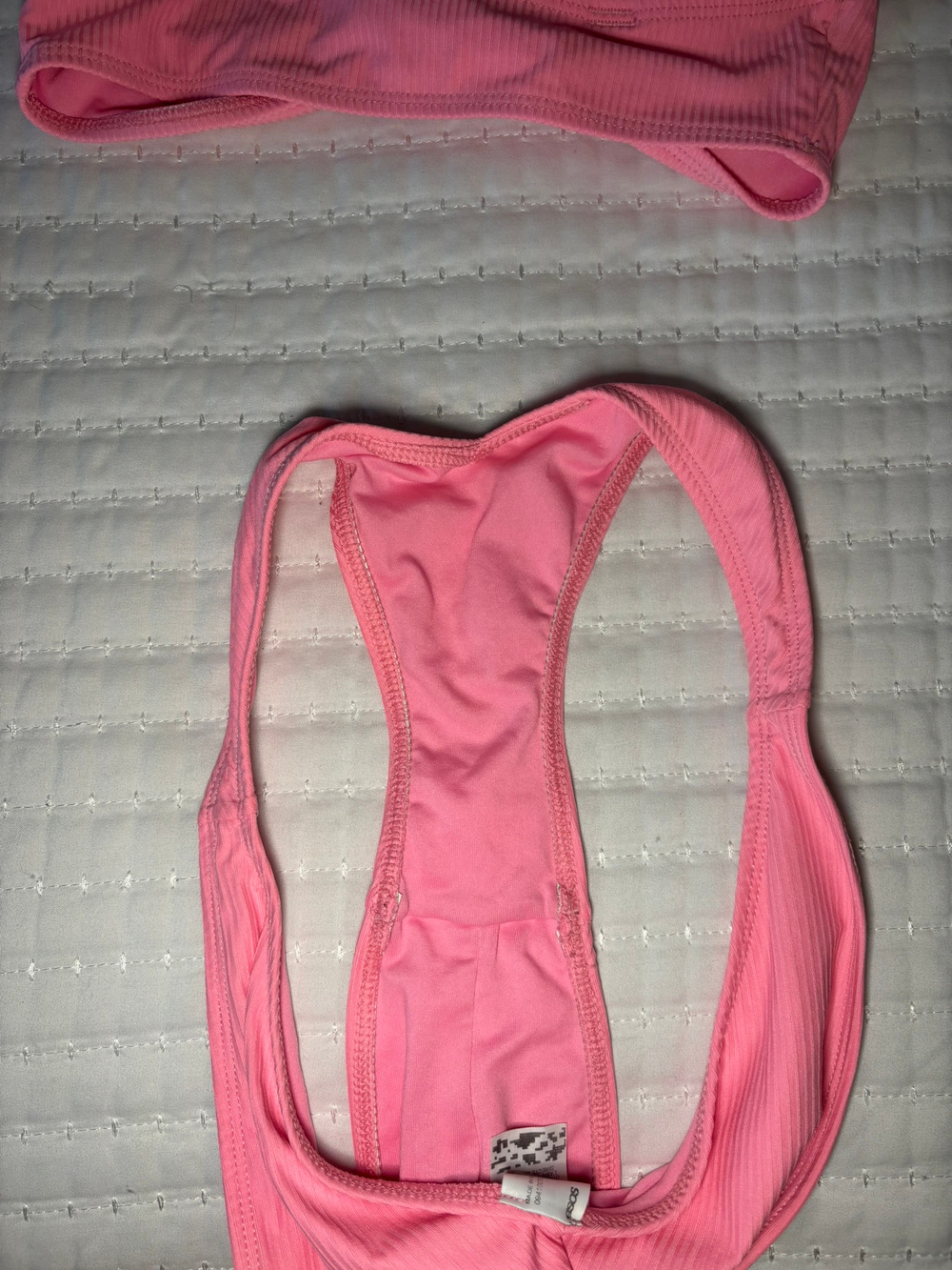 Asos Design Pink Ribbed Bikini Set High Cut Size 4 - Picture 3 of 7